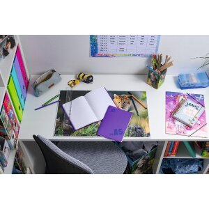 Portada cuaderno PP A5 transparente-morado