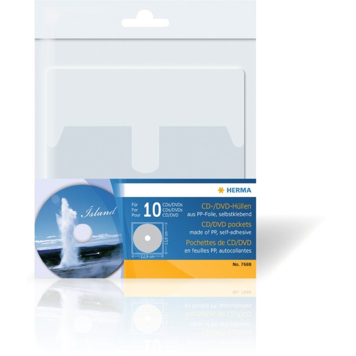 Fundas para CD-DVD, 129 x 130 mm 10 fundas