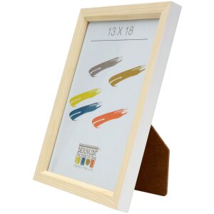 S233H1 Marco de madera en color natural con borde exterior blanco 20x28 cm