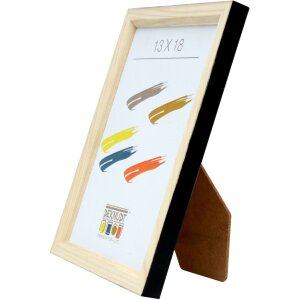 S233H2 Marco de madera en color natural con borde exterior negro 18x24 cm