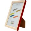 S233H4 Marco de madera en color natural con borde exterior rojo 13x18 cm