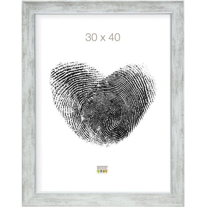 S46EE1 Marco de madera blanco con borde plateado 15x20 cm