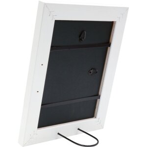 S46EE1 Marco de madera blanco con borde plateado 15x20 cm