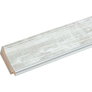 S46EE1 Marco de madera blanco con borde plateado 24x30 cm