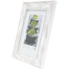 S46EE1 Marco de madera blanco con borde plateado 24x30 cm