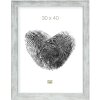 S46EE1 Marco de madera blanco con borde plateado 24x30 cm