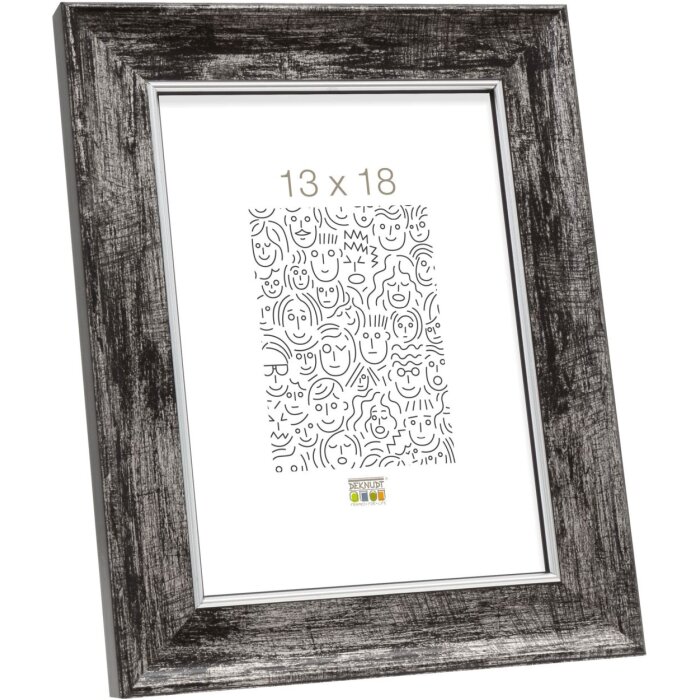 S46EE2 Marco de madera negro con borde plateado 24x30 cm