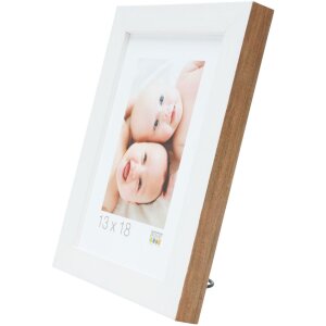 S46JH1 Marco de madera blanco con borde color madera 18x24 cm