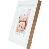 S46JH1 Marco de madera blanco con borde de color madera 24x30 cm