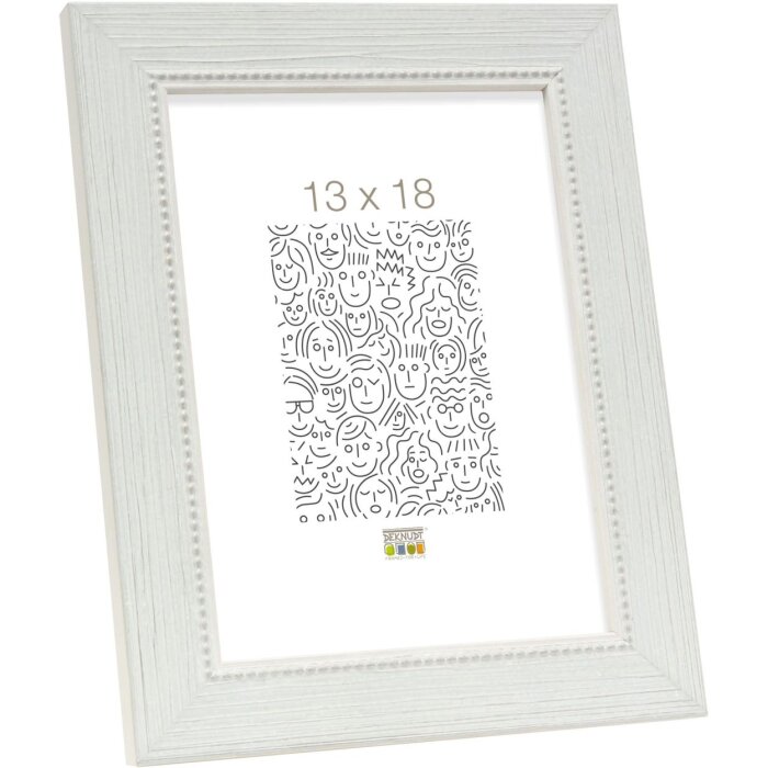 S46KF1 Marco de madera blanco con ribete perlado 10x15 cm