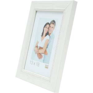 S46KF1 Marco de madera blanco con ribete perlado 10x15 cm