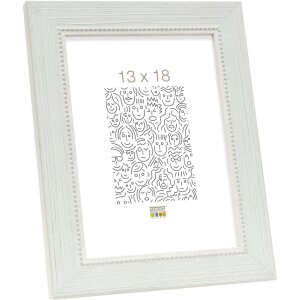 S46KF1 Marco de madera blanco con ribete perlado 13x18 cm