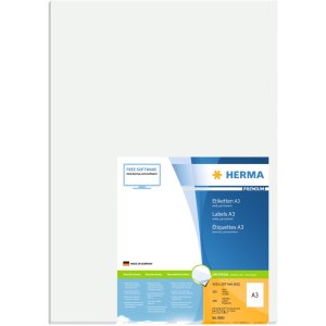 Etiquetas A3 Premium, papel blanco 297x420 mm mate 100 unid.