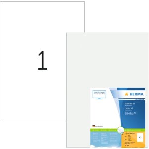 Etiquetas A3 Premium, papel blanco 297x420 mm mate 100 unid.