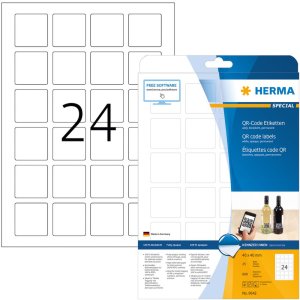 Etiquetas código QR A4 40x40 mm cuadradas papel blanco mate opaco 600 unid.