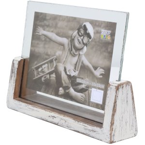 S67TZ1 Portafotos pintado blanco para 1 foto horizontal 15x20 cm
