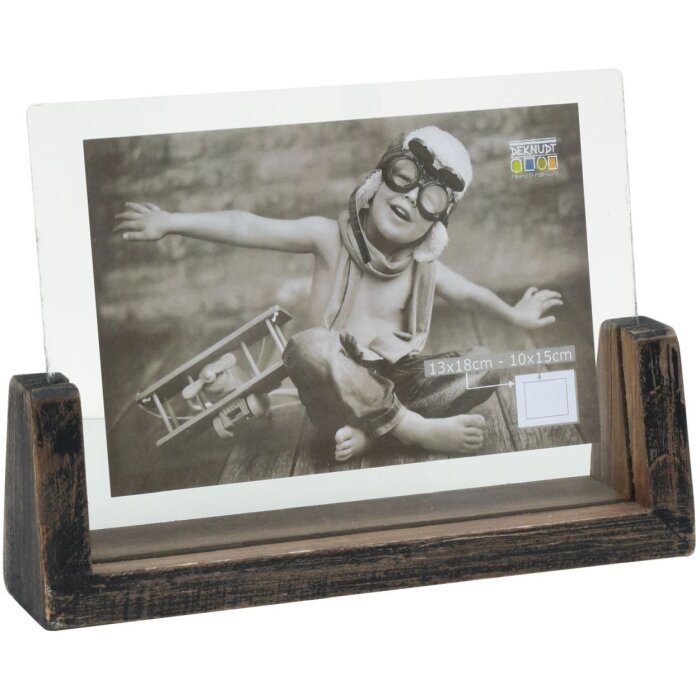 S67TZ2 Portafotos pintado negro para 1 foto horizontal 15x20 cm