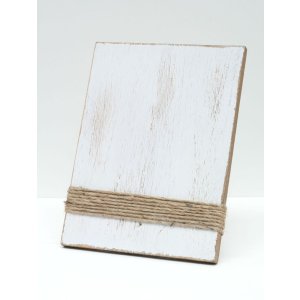 S67UA1 Portarretratos pintado blanco con cuerdas 13x18 cm