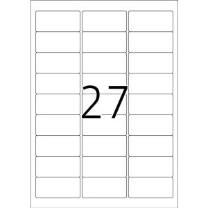 Etiquetas A4 blanco 63,5x29,6 mm Papel movible-desmontable mate 2700 unid.