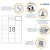 Etiquetas A4 blanco 63,5x46,6 mm Papel movible-desmontable mate 1800 unid.