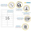 Etiquetas A4 blanco 88,9x33,8 mm Papel movible-desmontable mate 1600 unid.