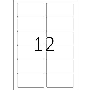 Etiquetas A4 blanco 88,9x46,6 mm Papel movible-desmontable mate 1200 unid.