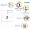 Etiquetas A4 blanco 96x63,5 mm Papel movible-desmontable mate 800 unid.