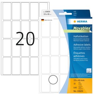 Etiquetas multiuso blancas 19x40 mm Papel...