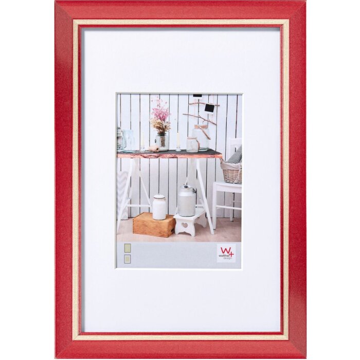 Marco Walther Chalet rojo 24x30 cm con passepartout 15x20 cm