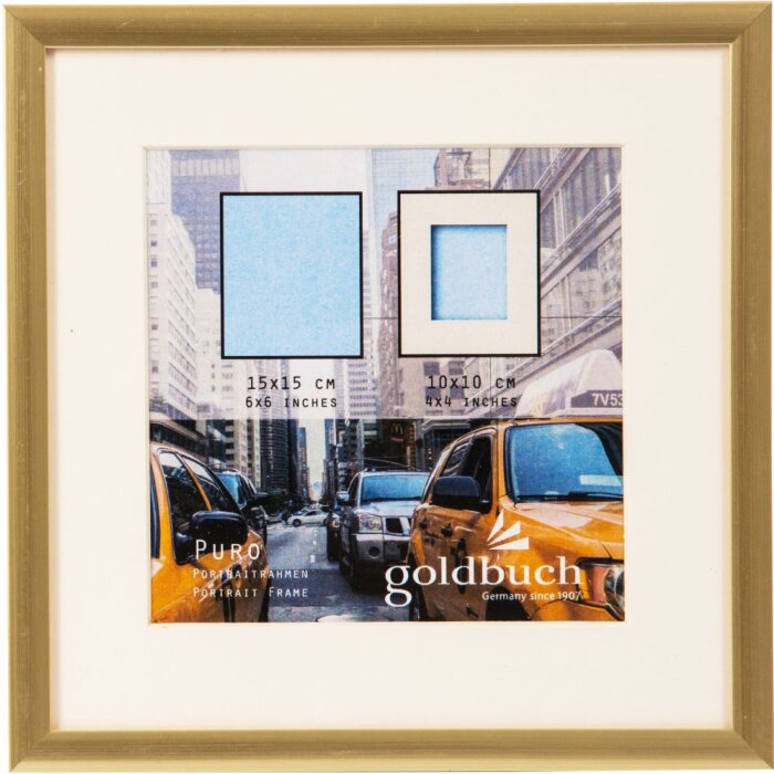 Goldbuch marco de plástico Puro 15x15 cm oro con passe-partout 10x10 cm