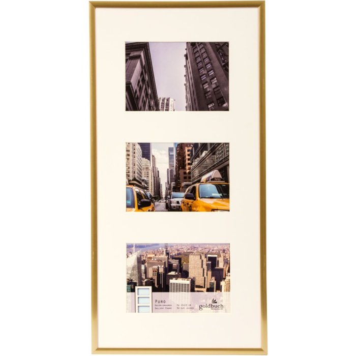 Marco de galería Puro 3 fotos 10x15 cm dorado