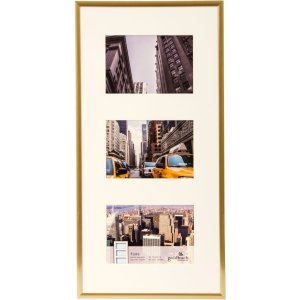 Marco de galería Puro 3 fotos 10x15 cm dorado