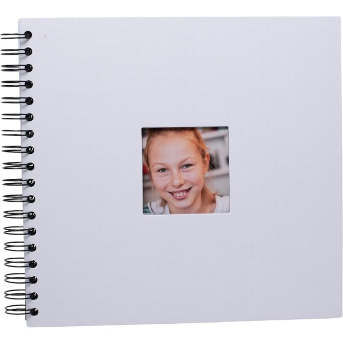 HNFD Álbum de espiral Khari blanco estriado 24x25 cm 50 páginas negras