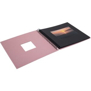 HNFD Álbum espiral Khari rosa acanalado 24x25 cm 50 páginas negras