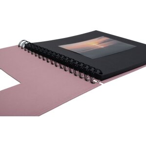 HNFD Álbum espiral Khari rosa acanalado 24x25 cm 50 páginas negras