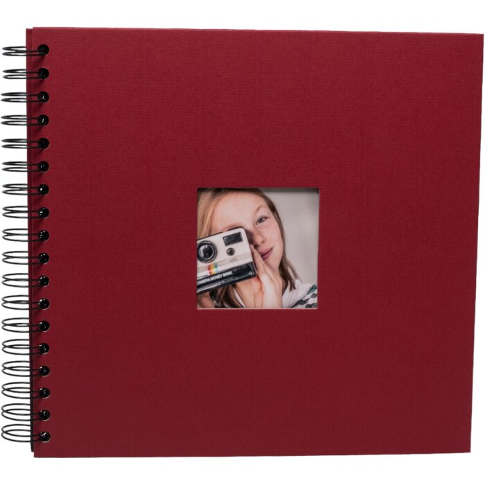 HNFD Álbum espiral Khari rosso acanalado 24x25 cm 50 páginas negras
