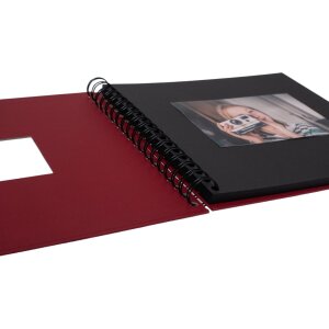 HNFD Álbum espiral Khari rosso acanalado 24x25 cm 50 páginas negras