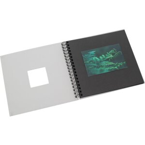 HNFD Álbum espiral Khari gris hielo estriado 24x25 cm 50 páginas negras
