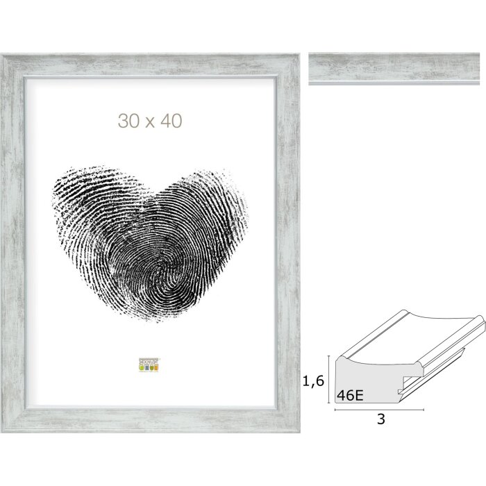 S46EE1 Marco de madera en blanco con borde plateado