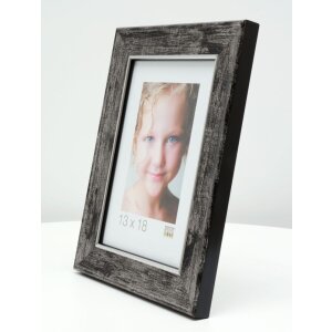 S46EE2 Marco de madera negro con borde plateado