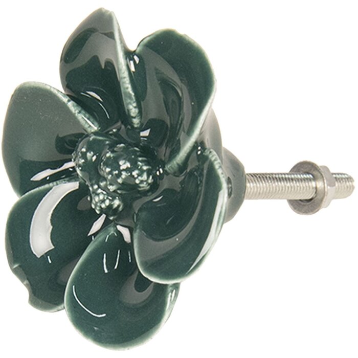 Clayre & Eef 64279 Pomo Puerta Ø 4 cm Cerámica Verde Flores
