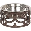 Clayre & Eef 6Y3483 Comedero redondo de metal para perros y gatos Ø 17x9 cm Marrón