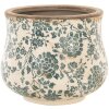 Clayre & Eef 6CE1034L Maceta Interior Ø 21x17 cm Cerámica Verde Beige Flores