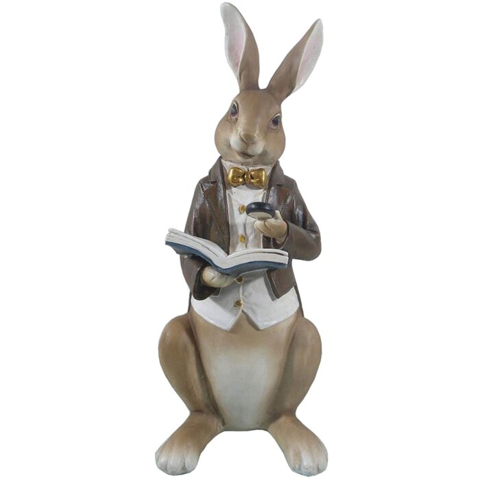 Decoración Conejo lectura 15x13x40 cm - 6PR2600