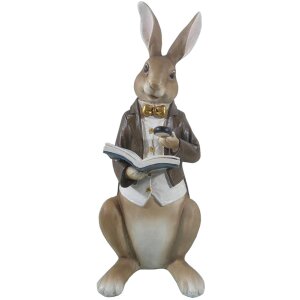 Decoración Conejo lectura 15x13x40 cm - 6PR2600