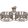 Clayre & Eef 6Y3486 Comedero Gato 2x750 ml Metal Marrón Redondo