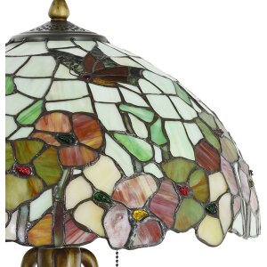 LumiLamp 5LL-5981 Lámpara de mesa Tiffany Ø 40x63 cm Flores de cristal rojo beige