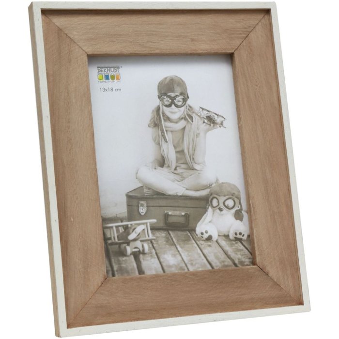 S67TX1 Marco estrecho en blanco con passepartout de madera