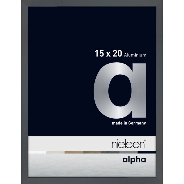Marco de aluminio Nielsen Alpha 15x20 cm gris oscuro brillante