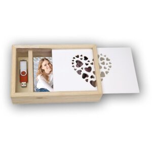 Love Caja de Madera para Fotos USB + Fotos